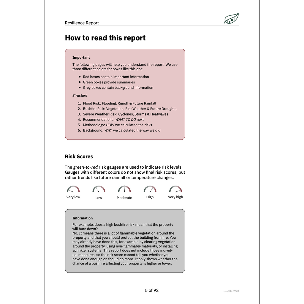 Introduction page from a sample resilience report